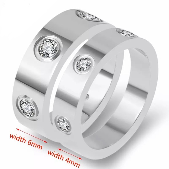 Screw Crystal Band Diamant Ring 925 Silver - Picture 3 of 16